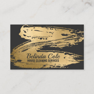 Elegant Gold And Charcoal Cleaning Splatter Business Card