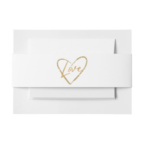 Elegant Gold and Coppertone Foil Love White  Invitation Belly Band