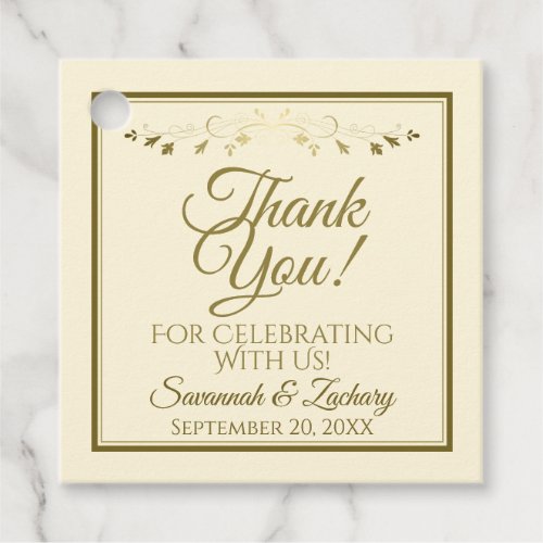 Elegant Gold and Cream Simple Wedding Thank You Favor Tags