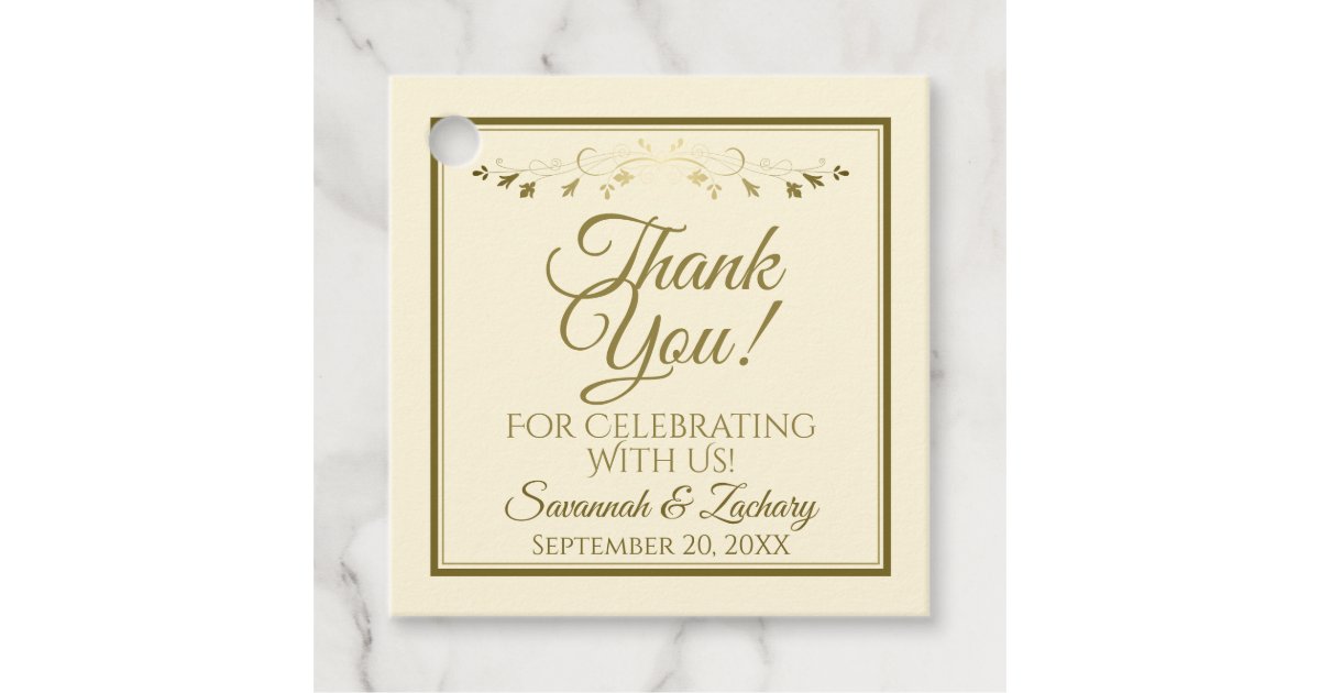 Elegant Gold and Cream Simple Wedding Thank You Favor Tags | Zazzle