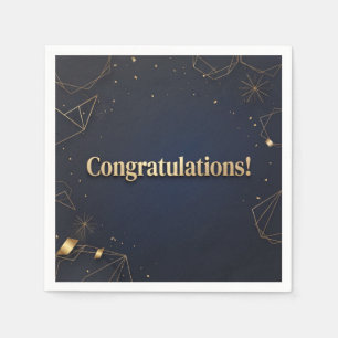 Elegant Gold and Dark Blue Congratulations Napkins