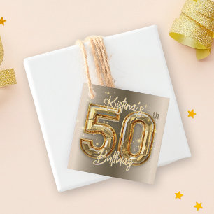 Elegant Gold and Diamond 50th Birthday Favor Tags