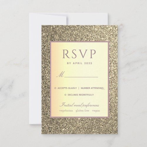 Elegant Gold and Dusty Rose Wedding RSVP Card