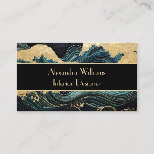 elegant gold and emerald design Japanese style  Business Card