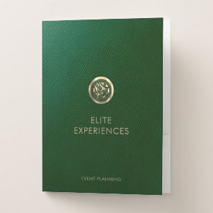 Elegant Gold and Emerald Filigree Emblem Pocket Folder