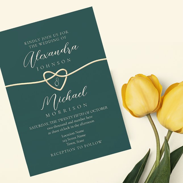 Elegant Gold and Emerald Green Wedding Invitation (Creator Uploaded)
