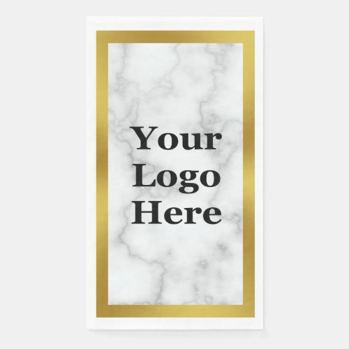 Elegant Gold and Faux White Marble Your Logo Here Paper Guest Towels