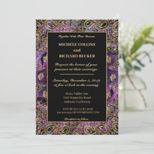 Elegant Gold and Feathers Invitation