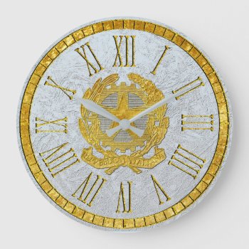 Elegant Gold And Frost Italian Republic Large Clock by WRAPPED_TOO_TIGHT at Zazzle