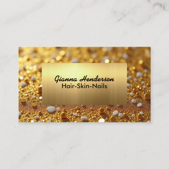 Elegant Gold And Gold Glitter  Business Card (Front)