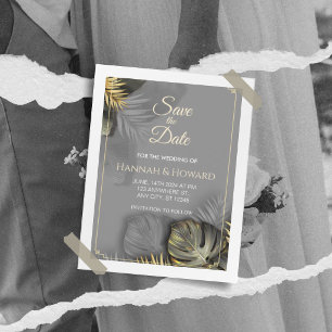 Elegant Gold and Gray Botanical, Tropical  Invitation