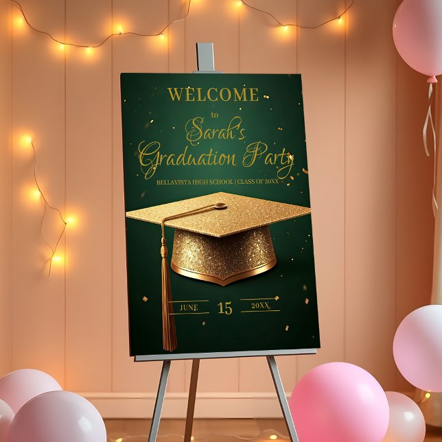 Elegant Gold and Green Graduation Celebration Foam Board (Creator Uploaded)
