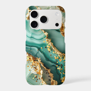 Elegant Gold And Green Marble iPhone 17 Pro Case