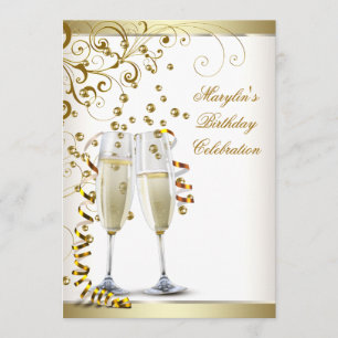 Elegant Gold and Ivory Cream Birthday Invitation