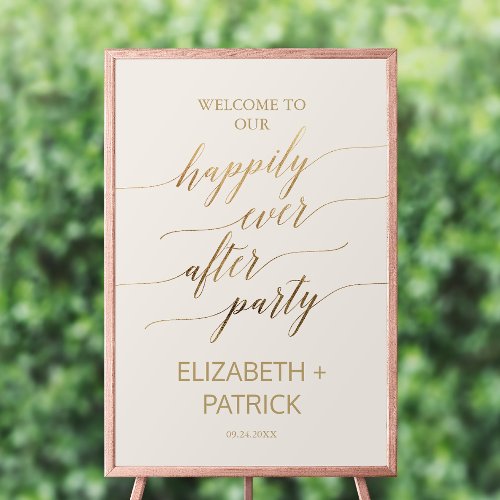 Elegant Gold and Ivory Happily Ever After Party Poster