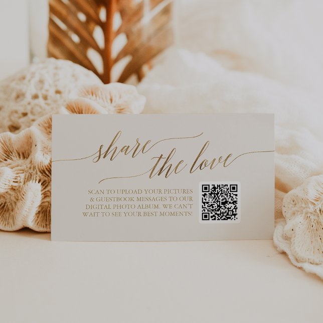 Elegant Gold and Ivory QR Code Share the Love Enclosure Card (Creator Uploaded)