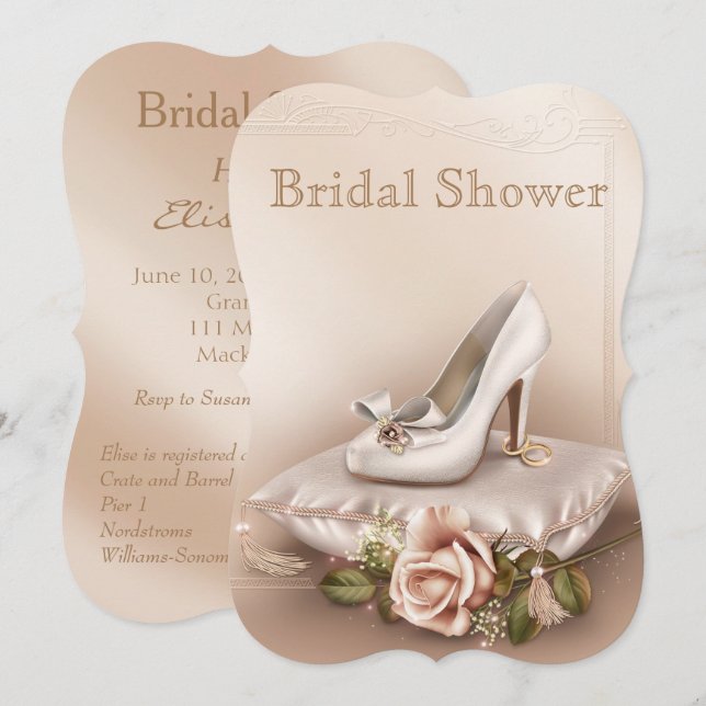 Elegant Gold and Ivory Wedding Bridal Shower Invit Invitation (Front/Back)