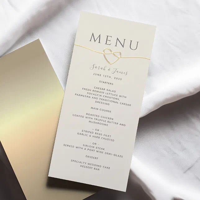 Elegant Gold and Ivory Wedding Menu | Zazzle