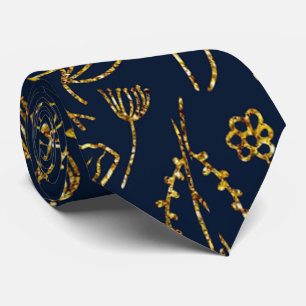 Elegant Gold and Navy Blue Abstract Neck Tie