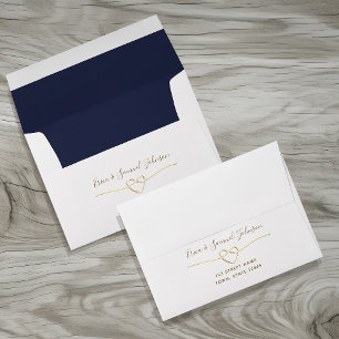 Elegant Gold and Navy Blue Wedding Envelope