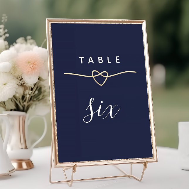 Elegant Gold and Navy Blue Wedding Table Number (Creator Uploaded)