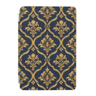 Elegant Gold and Navy Damask Vintage Motif Design iPad Mini Cover