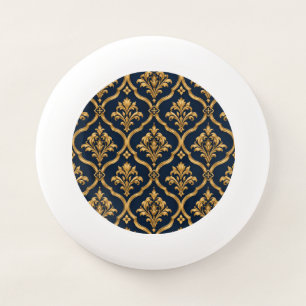 Elegant Gold and Navy Damask Vintage Motif Design Wham-O Frisbee