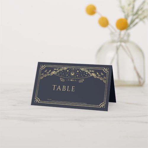 Elegant Gold and Navy Gothic Tarot Card Wedding