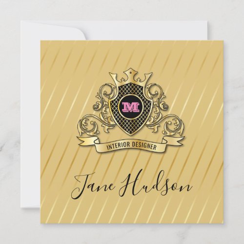 Elegant Gold and Pink Monogram Fashioned Design Invitation