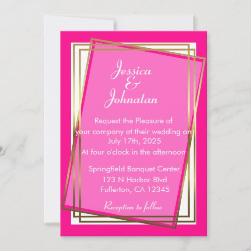 Elegant Gold and Pink Wedding Invitation