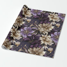 Elegant Gold and Purple Botanical floral Christmas