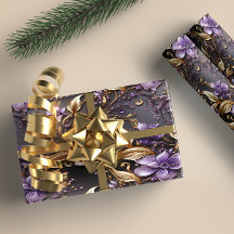Elegant Gold and Purple Botanical floral Christmas