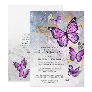 Elegant Gold and Purple Butterfly Bridal Shower Invitation
