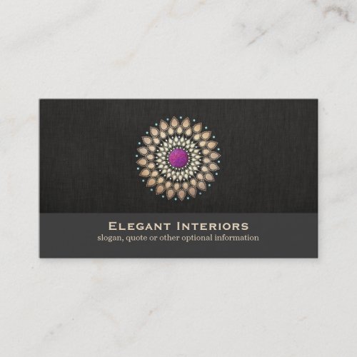 Elegant Gold and Purple Motif Interior Designer Business Cards
