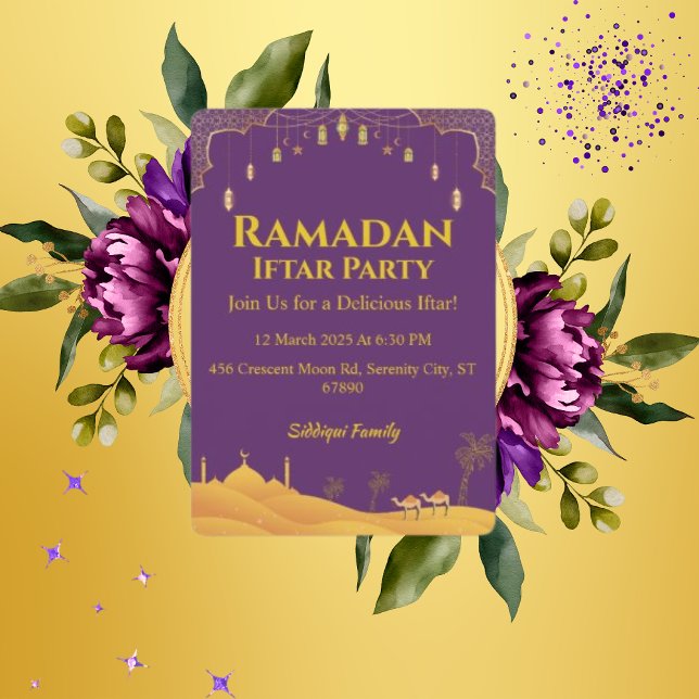 Elegant Gold And Purple Ramadan Iftar Party  Invitation (Creator Uploaded)