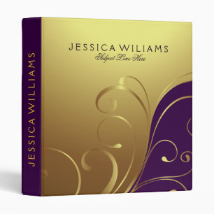 Elegant Gold And Purple Swirls Binder