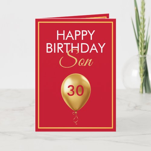 Elegant Gold and Red Balloon Son 30th Birthday