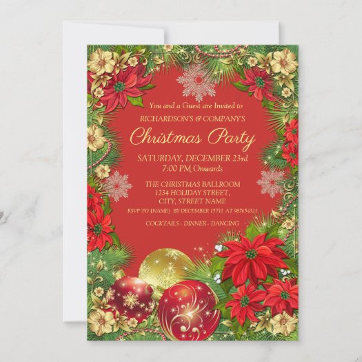 Elegant Gold and Red Corporate Christmas Party