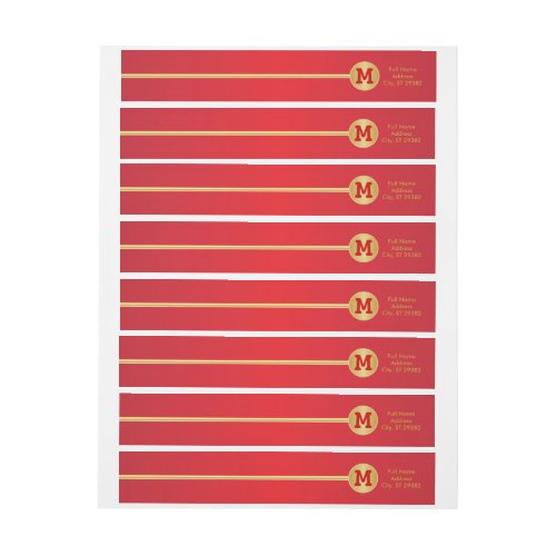 Elegant Gold and Red Design Wrap Around Label