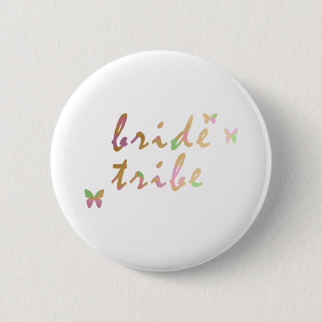 elegant gold and rose gold Bride Tribe Button (Front)