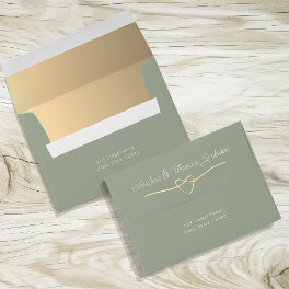 Elegant Gold and Sage Green Wedding Envelope
