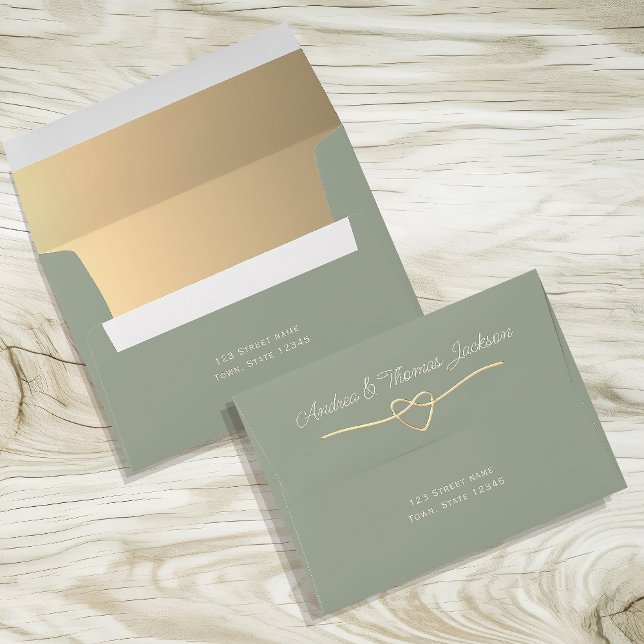 Elegant Gold and Sage Green Wedding Envelope (Creator Uploaded)