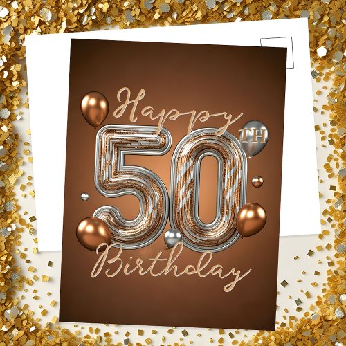 Elegant Gold and Silver Accents 50th Birthday