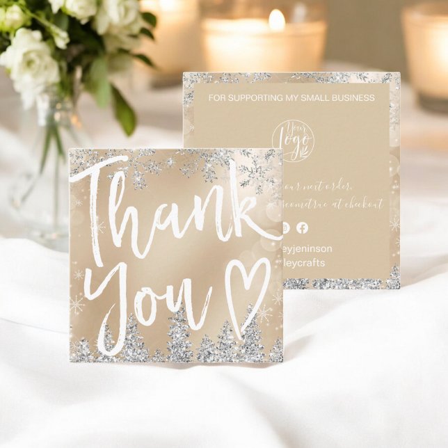  Elegant Gold and Silver christmas thank you order Square Business Card ( Elegant Gold and Silver christmas thank you order Square Business Card)