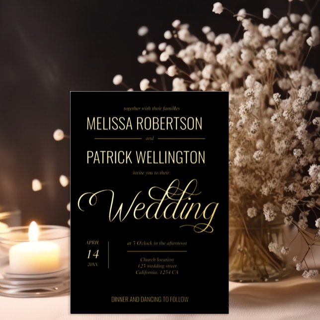 Elegant Gold and Silver Foil Minimal Wedding  Foil Invitation (Creator Uploaded)