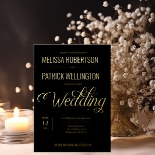 Elegant Gold and Silver Foil Minimal Wedding  Invitation