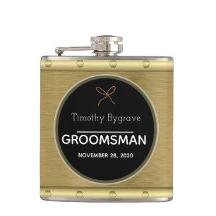 Elegant Gold and Silver Groomsman Favor Flask