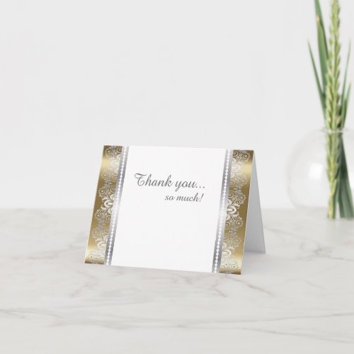 Elegant Gold and Silver Lace Design  Diy Words Thank You Card