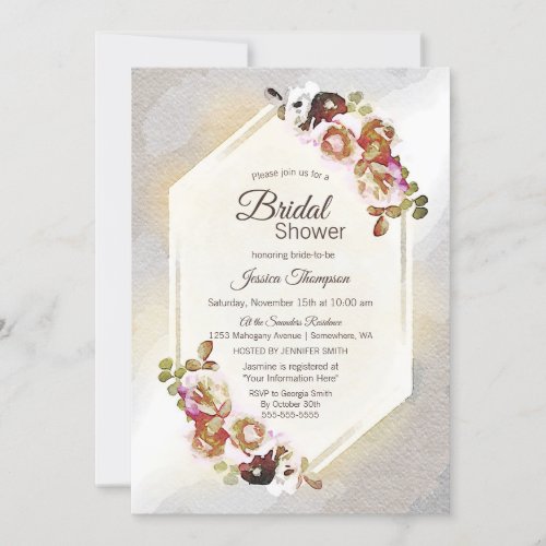 Elegant Gold and Silver Watercolor Floral Invitation