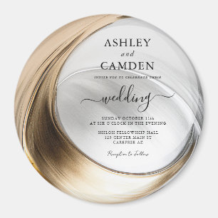 Elegant Gold and Silver Wedding Invitation Magnet